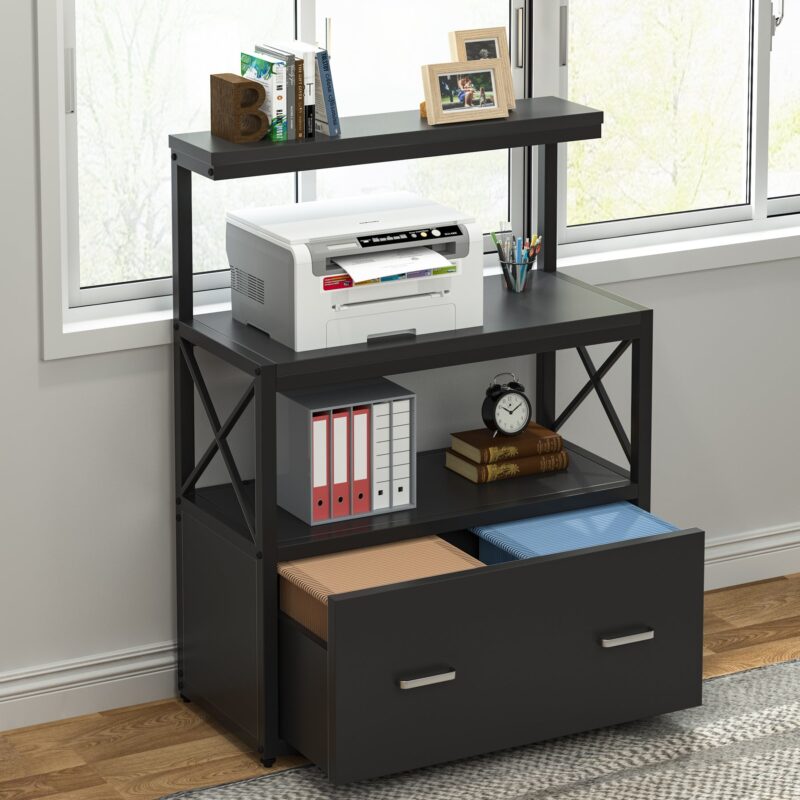 File Cabinet, Lateral Printer Stand with Drawer & Shelves - Image 4