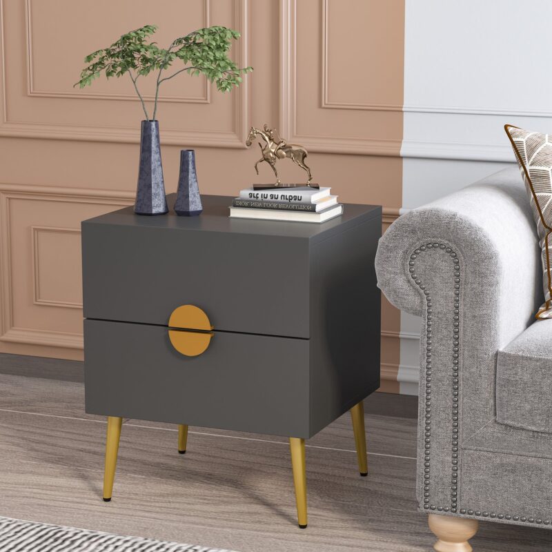 Nightstands, Modern Bedside Table with 2 Drawers - Image 3