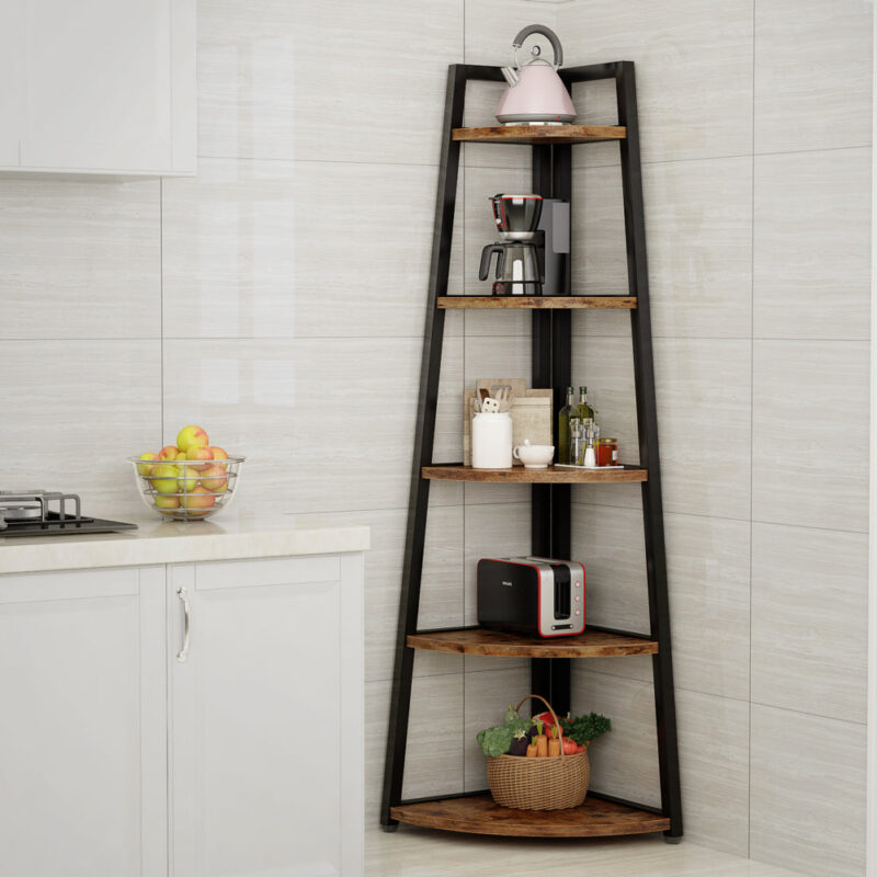 Corner Shelf, 70" Tall Corner Ladder Shelf Small Bookshelf - Image 4