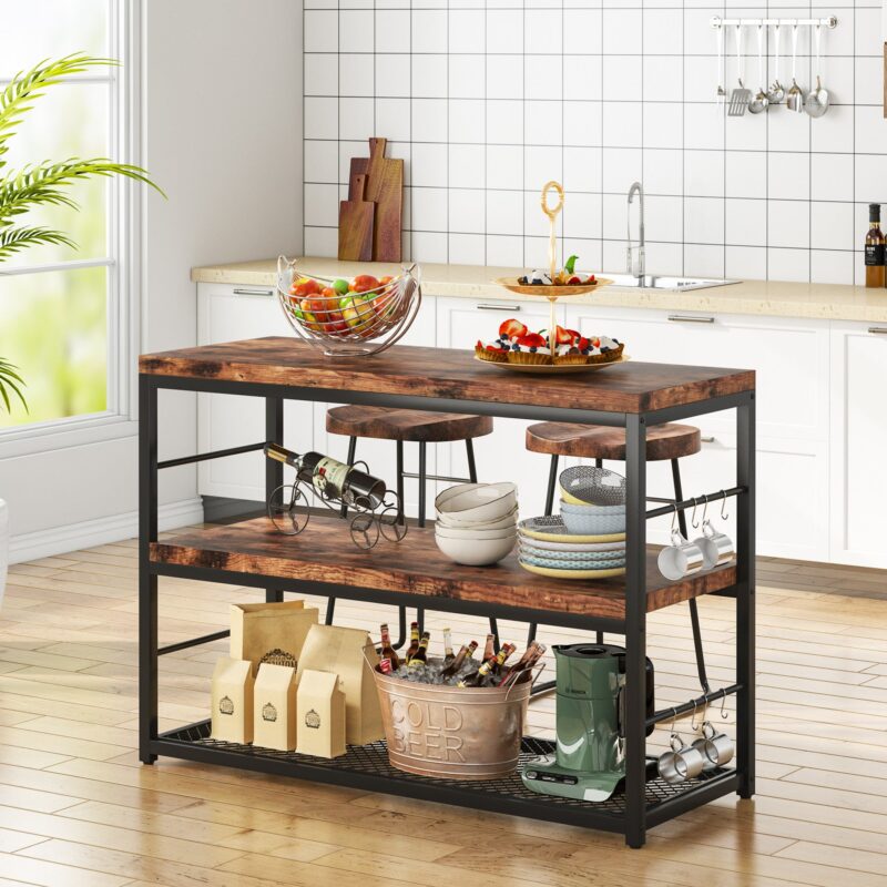 Kitchen Island with Storage Shelves, 3-Tier Kitchen Shelf - Image 2