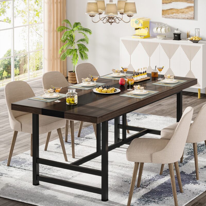 Dinning Table, 70" Home & Kitchen Table with Metal Frame - Image 4