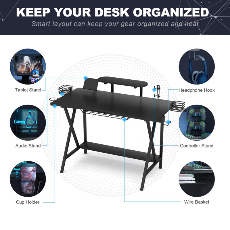 Computer Desk Gaming Desk Writing Workstation Study Desk - Image 5