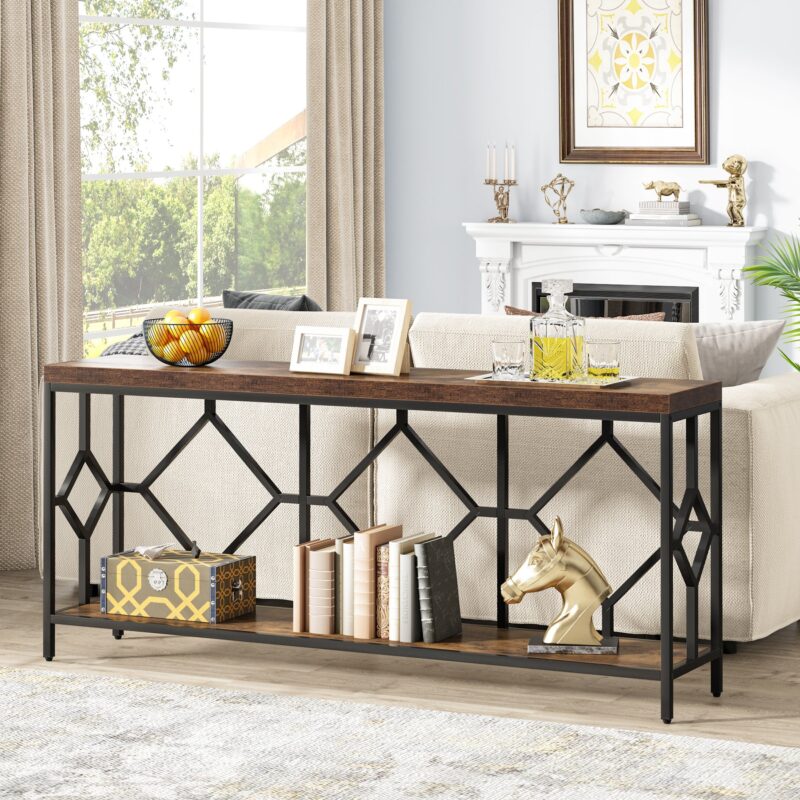 Console Table, 71" Extra Long Sofa Table with Open Storage Shelf - Image 4