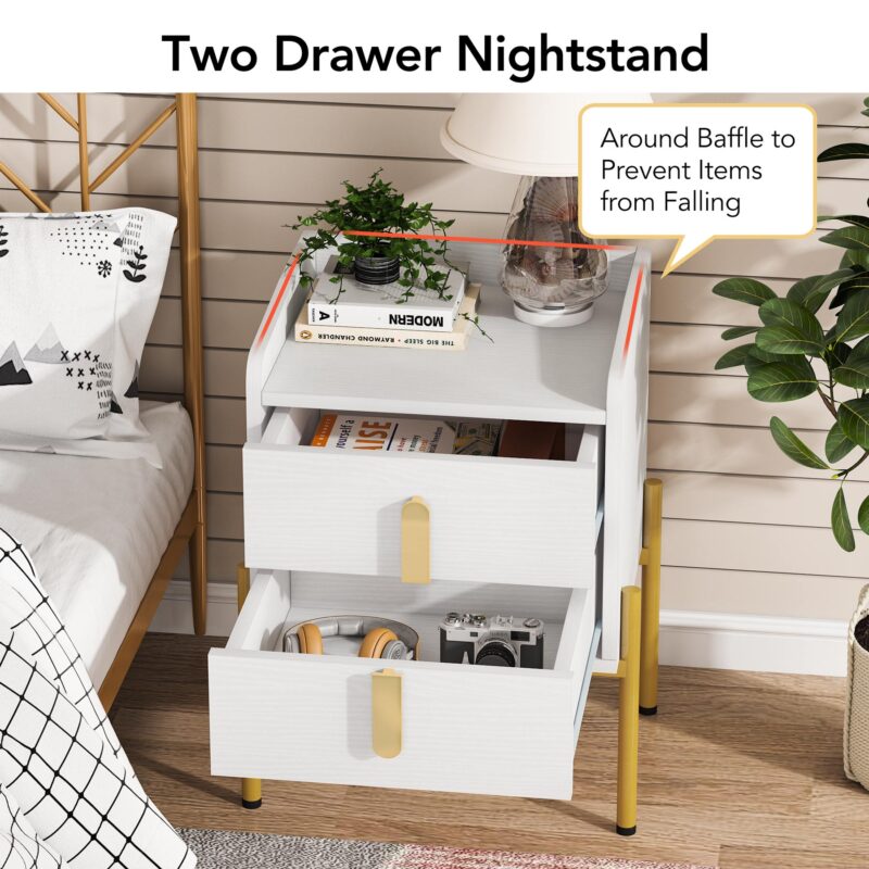 Nightstand, Modern Bedside End Sofa Table with 2 Drawers - Image 5