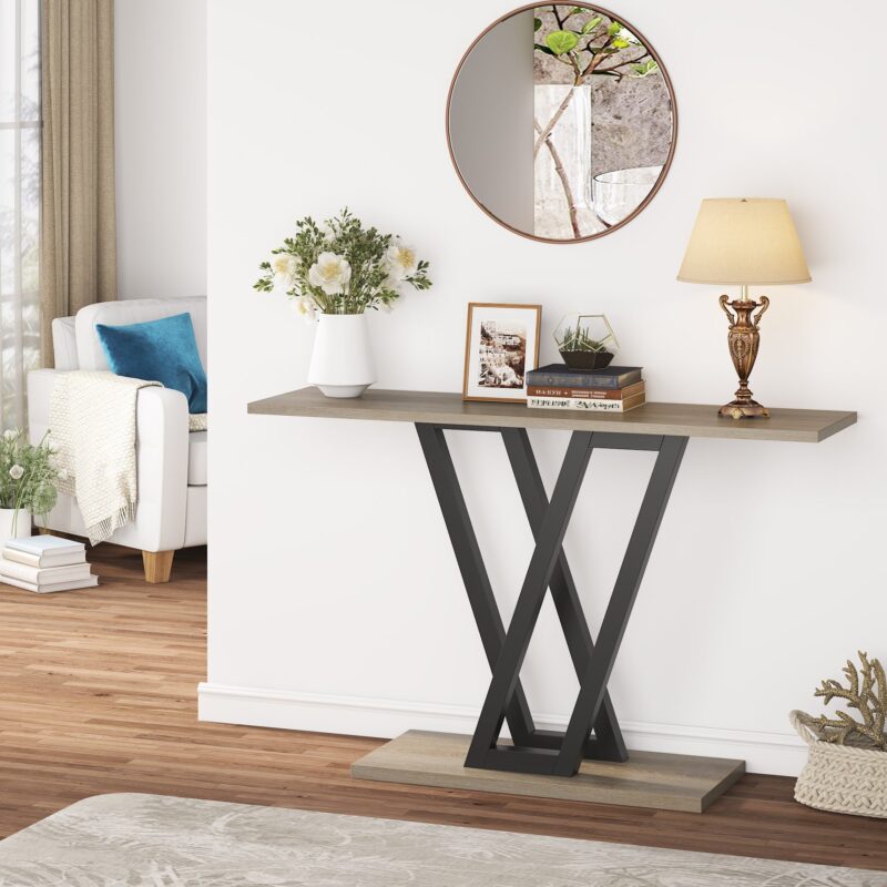 43 Inch Console Table, Industrial Entryway Hallway Table - Image 11