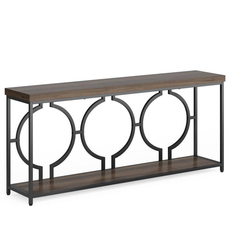 Console Table, 70.9" Sofa Table with 2 Tier Storage Shelves - Image 2