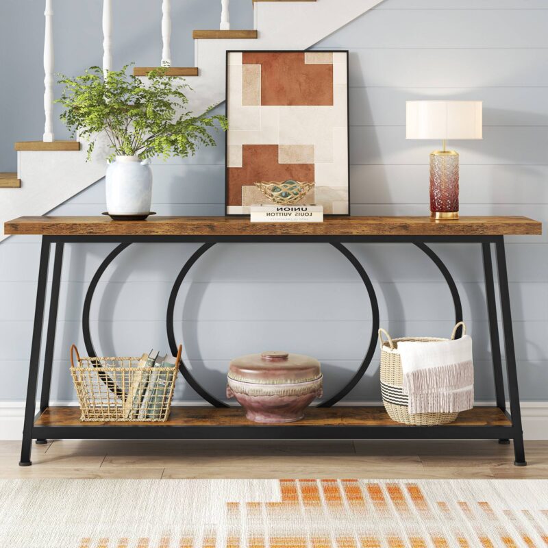 Console Table, 70.9" Sofa Entryway Table with 2 Open Storage Shelves - Image 4