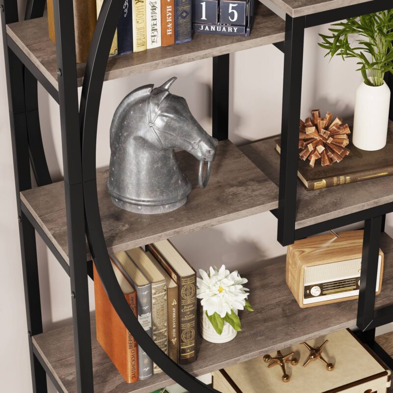 Bookshelf, Industrial Bookcase with 8 Open Storage Shelf - Image 5