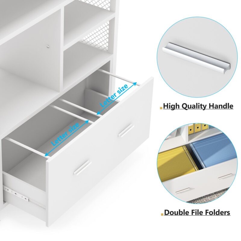 File Cabinet, Lateral File Cabinet with Drawer for Letter Size - Image 4