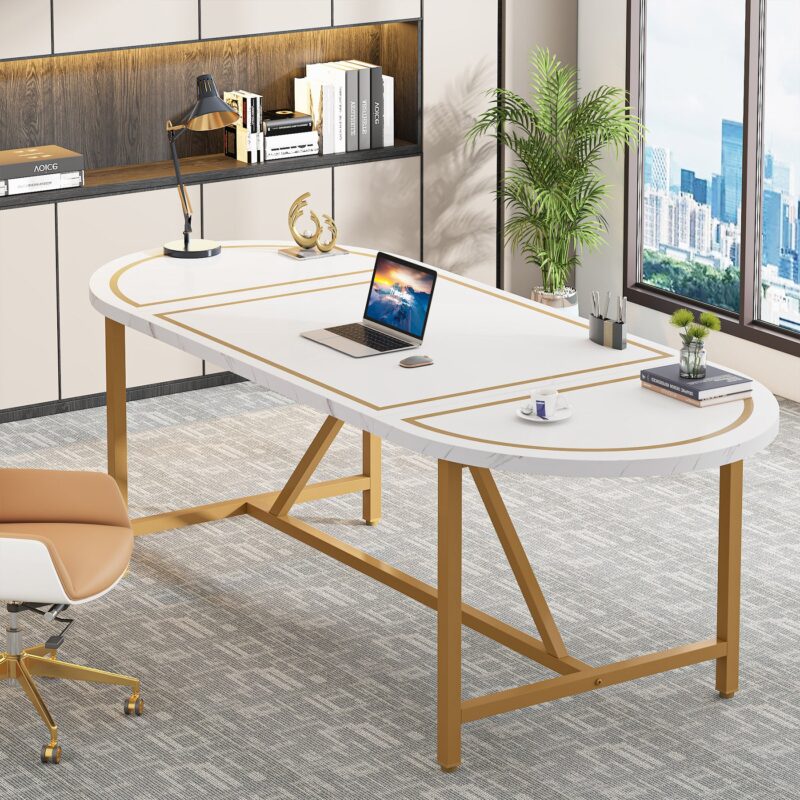 Executive Desk, 70.8" Modern Conference Table Computer Desk - Image 4