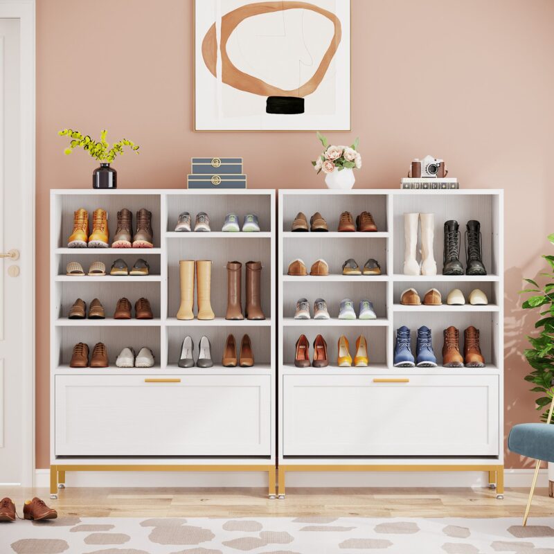 Shoe Cabinet, 7-Tier Shoe Rack with Flip Door & Adjustable Shelves - Image 4