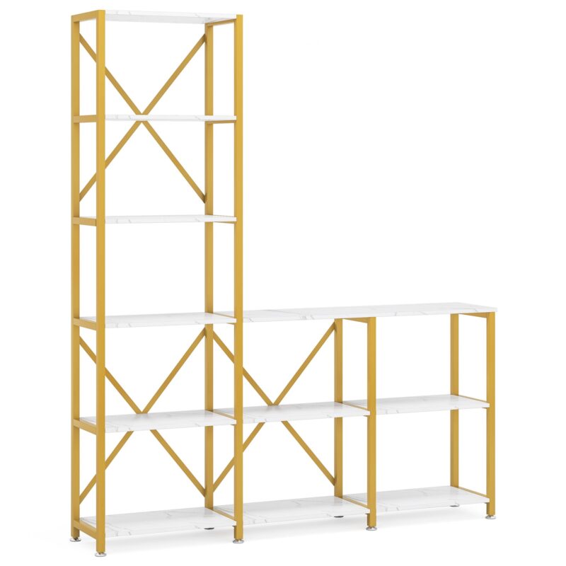 9 Shelves Bookshelves, Industrial Ladder Corner Etagere Bookcase - Image 8