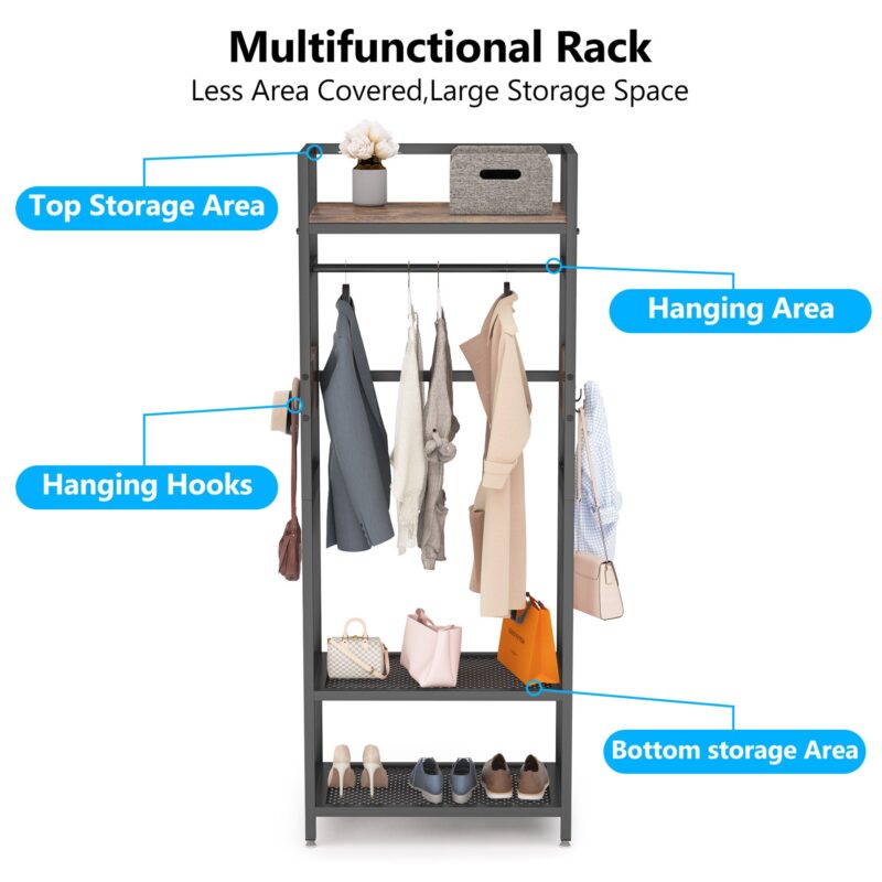 Freestanding Closet Organizer, Entryway Coat Garments Rack - Image 6