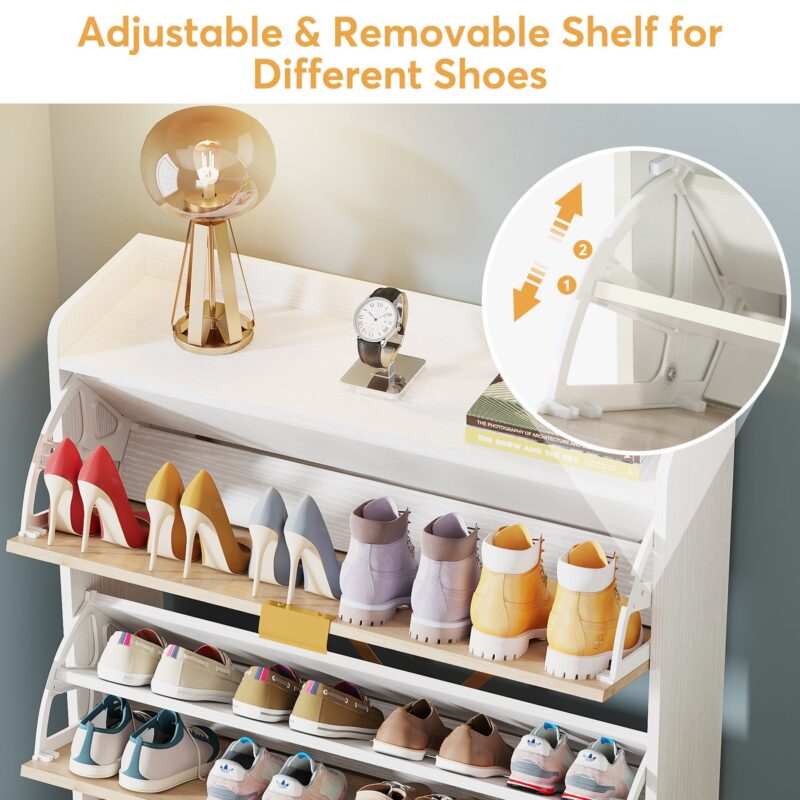 Shoe Cabinet, Freestanding Shoe Rack Organizer with 3 Flip Drawers - Image 5