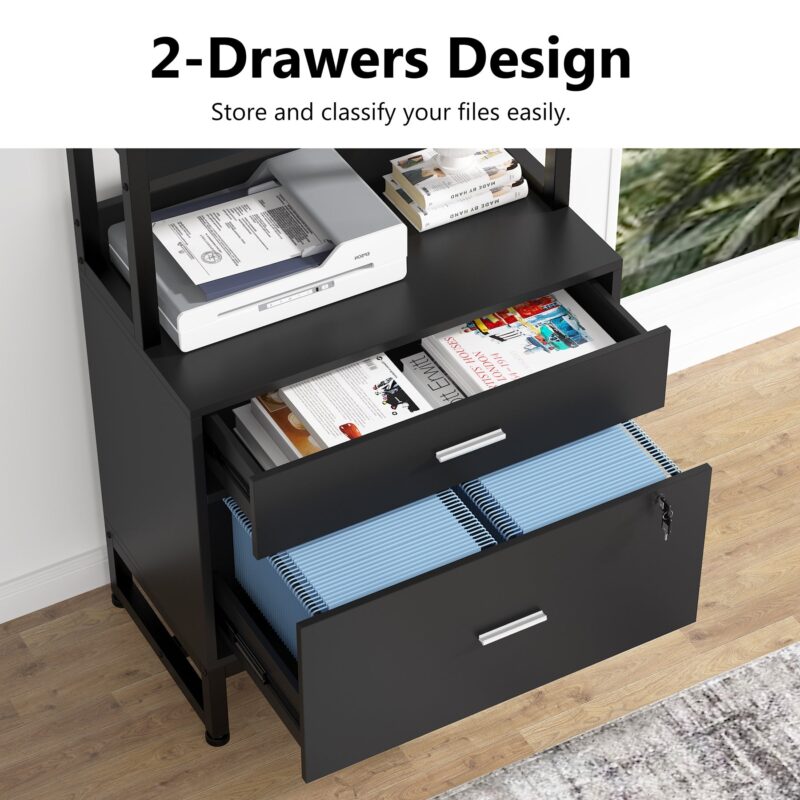 File Cabinet, 2 Drawers Letter Size Filing Cabinet Printer Stand - Image 4