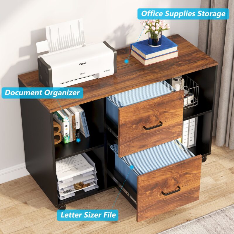 L-Shaped Desk, 55" Office Desk with 40" Mobile File Cabinet - Image 6