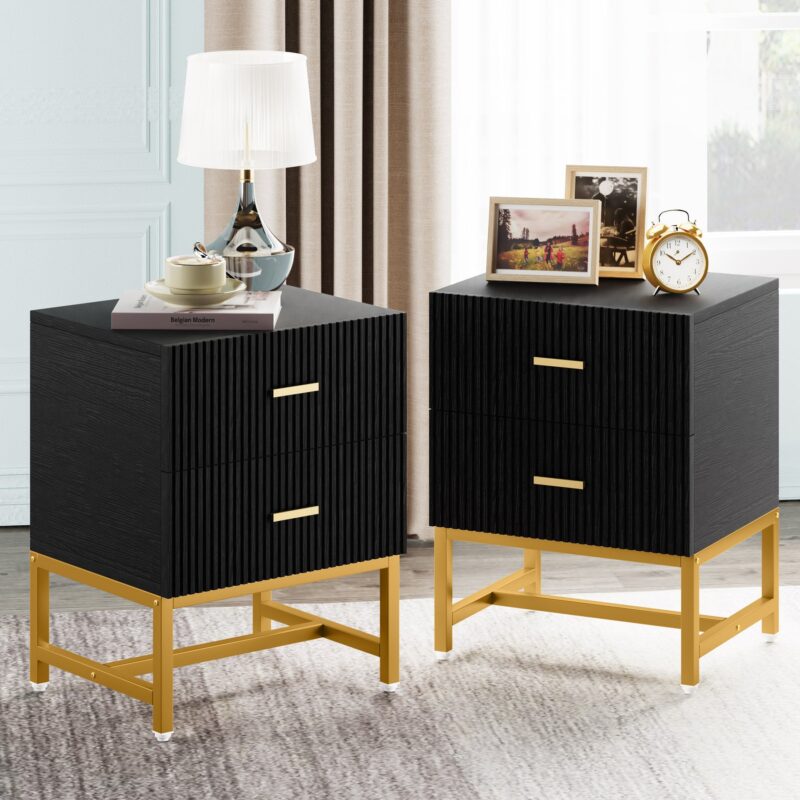 Nightstand, Modern Bed Side End Table with 2-Drawer - Image 11