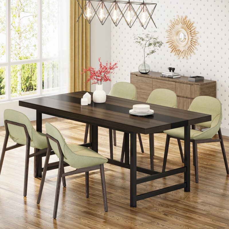 Dinning Table, 70" Home & Kitchen Table with Metal Frame - Image 3