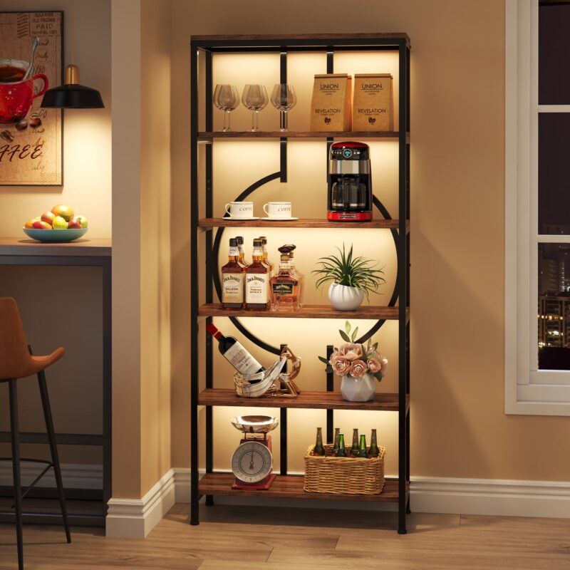 Bookshelf, 70.9" Industrial Bookcase 6-Tier Display Shelf - Image 4