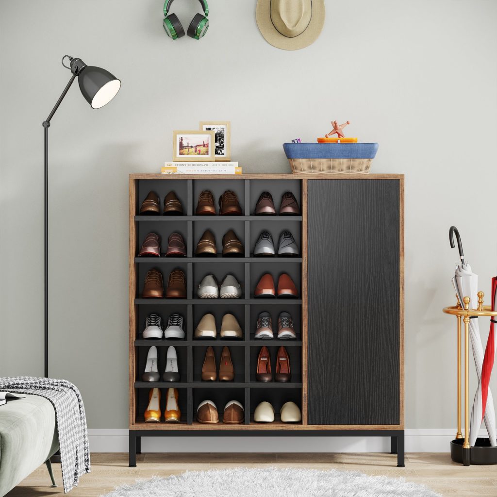 Shoe Cabinet, 6-Tier Shoe Rack with Doors & 23 Cubbies - Image 3