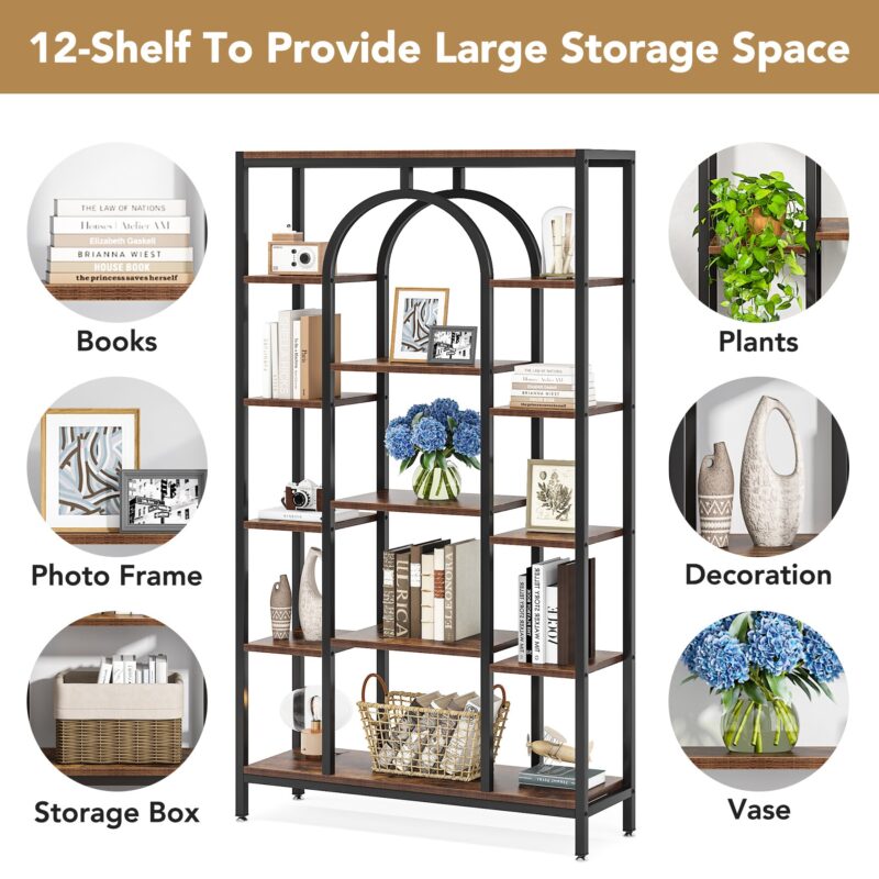 Bookshelf, 70.9" Etagere Bookcase Open Display Shelf - Image 6