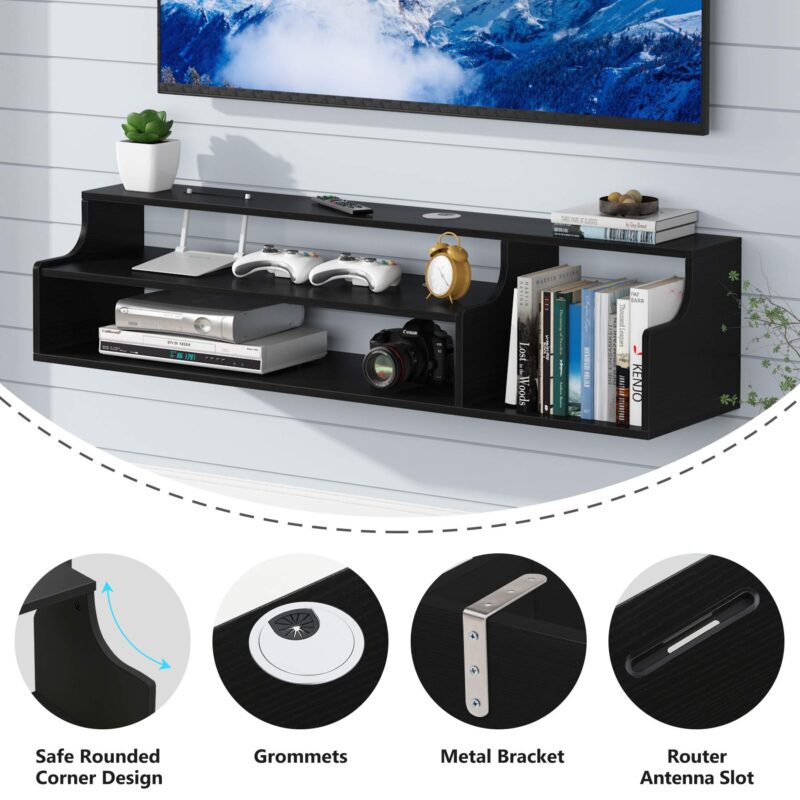 Floating TV Shelf, Modern Wall Mounted Media Console Shelf - Image 5