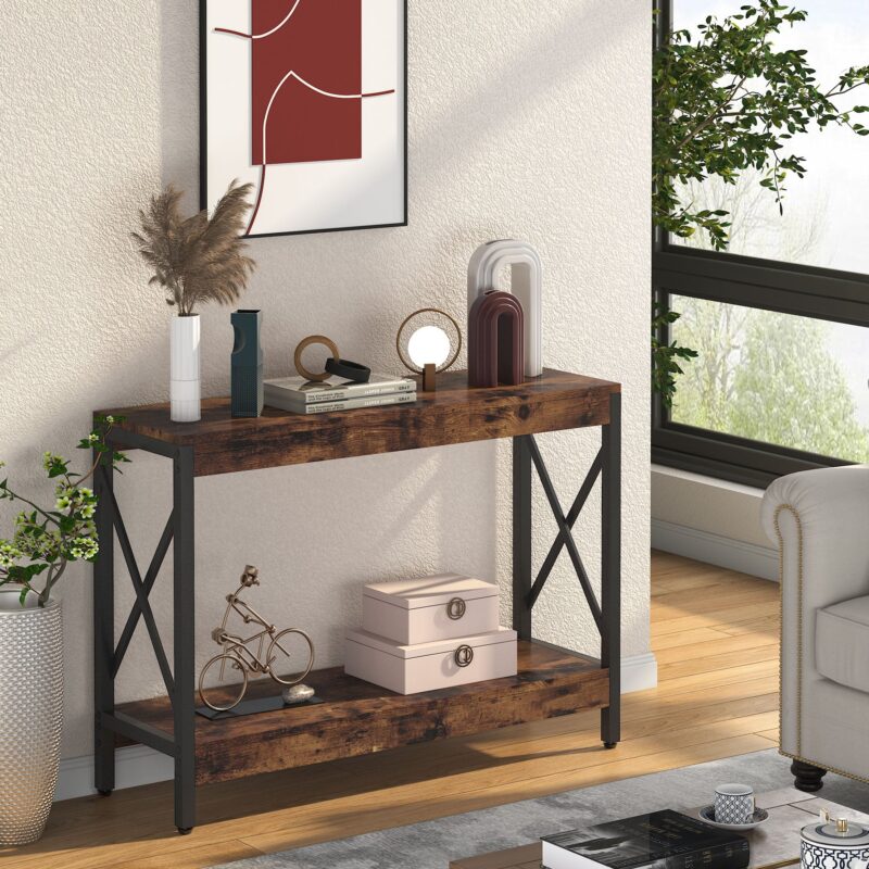 Console Table,  Narrow Sofa Entryway Table with Storage Shelf - Image 3