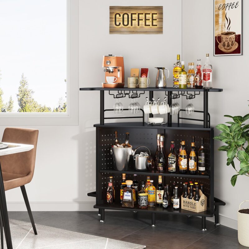 Smart Bar Unit with Led Lights, 3-Tier Liquor Bar Table - Image 4