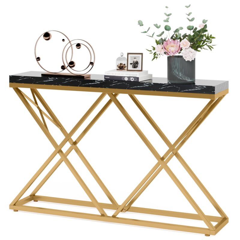 Console Table, 55" Modern Entryway Sofa Table with  Gold Metal Legs - Image 7