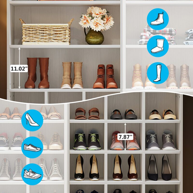 Shoe Cabinet, Freestanding Shoe Rack with Side Hooks - Image 4