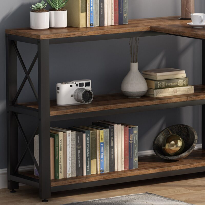 L-Shaped Desk, Reversible Corner Computer Desk with Shelves - Image 5