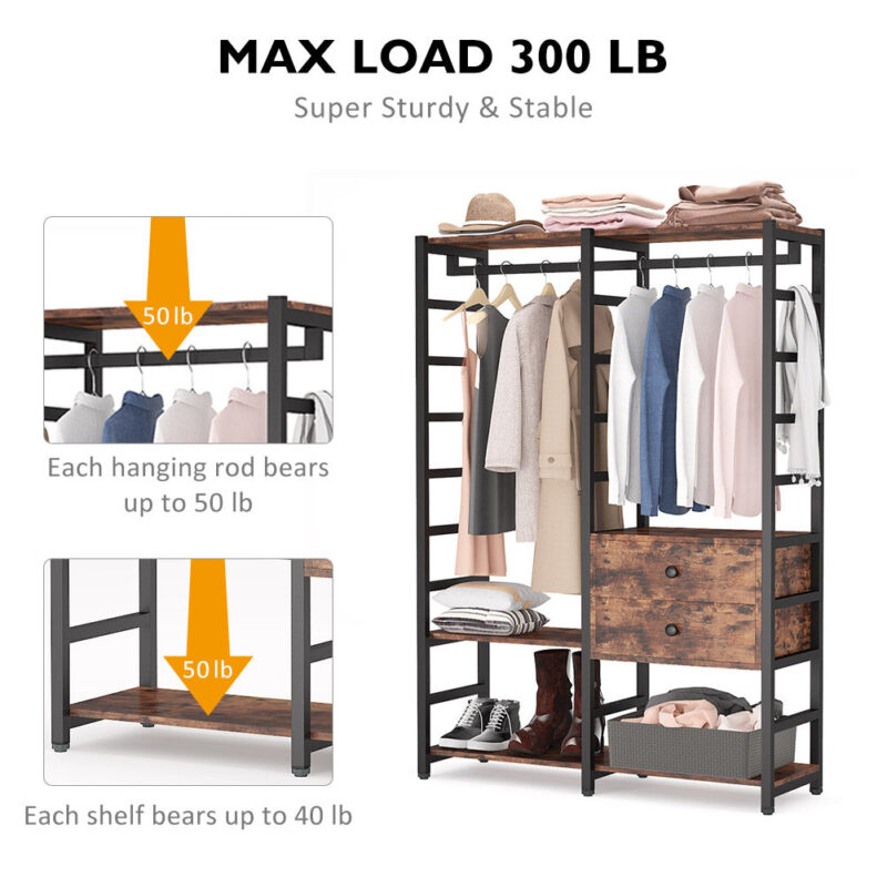 Freestanding Closet Organizer, Heavy Duty Clothes Rack - Image 7