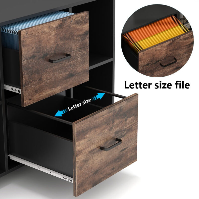 File Cabinet, 2 Drawer Large Mobile Filing Cabinet Letter Size - Image 4