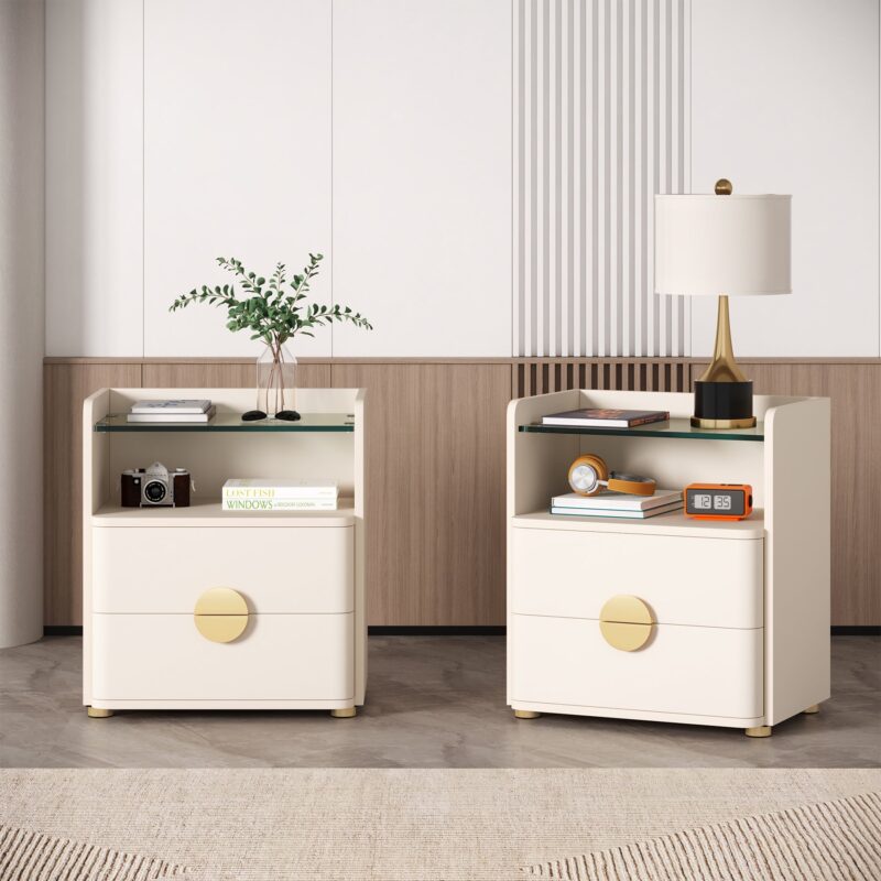 Nightstand, 2-Drawer Modern Bedside Table with Open Storage - Image 7