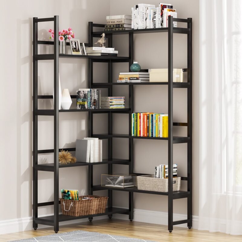 Corner Bookshelf,  8-Tier Industrial 70.8” Bookcase - Image 7