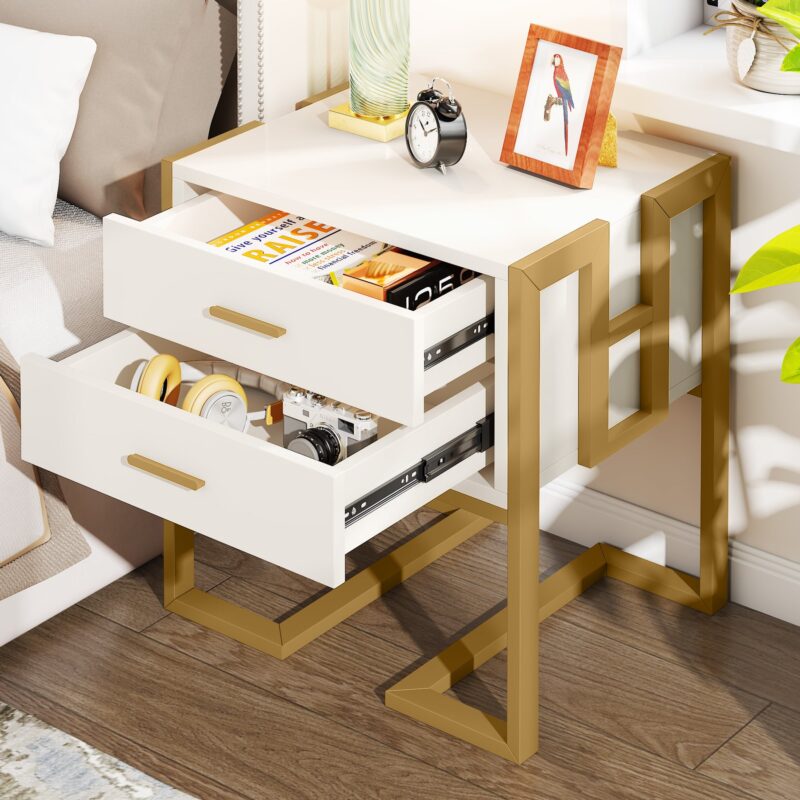 Nightstand, 21" Wide Bedside  End Table with 2-Drawer - Image 5