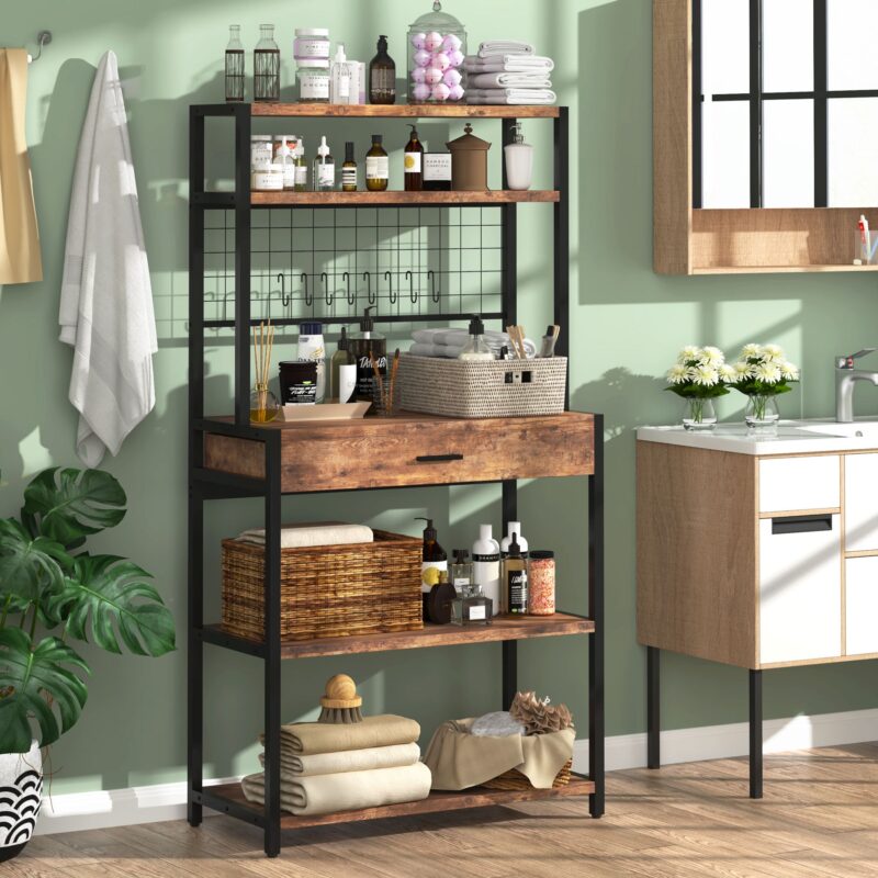 Kitchen Baker's Rack, 5-Tier Kitchen Storage Shelf with Hutch - Image 3