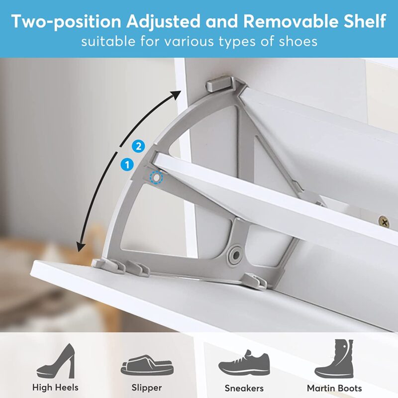 Shoe Cabinet, 16 Pairs Shoe Storage Rack with Drawers - Image 5