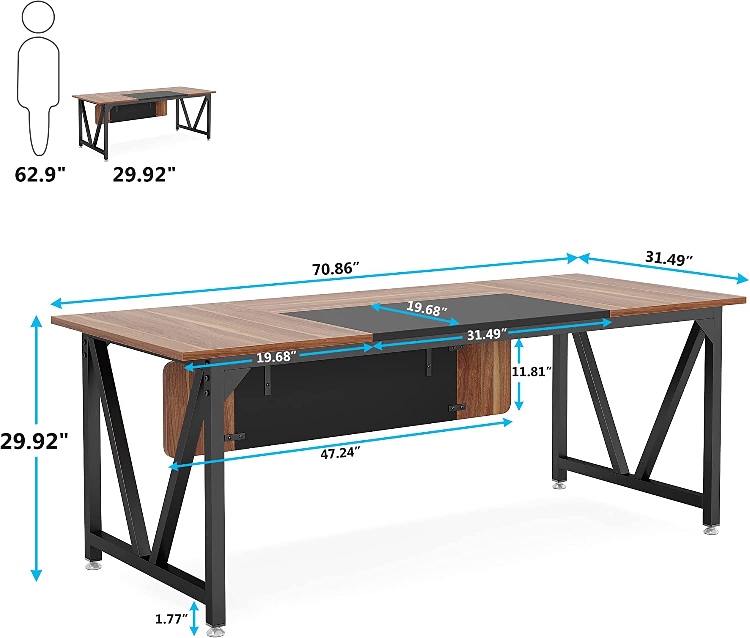 Computer Desk, 70.8″ Large Executive Office Desk – MecaWorks – EGYPT