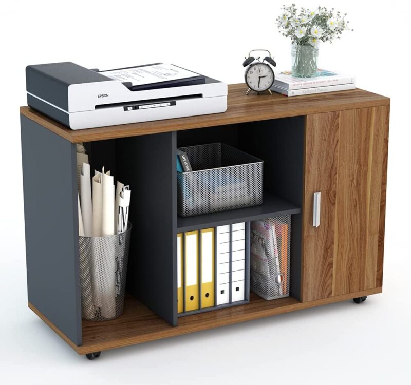 File Cabinet, 39" Mobile Printer Stand with Large Storage Shelves