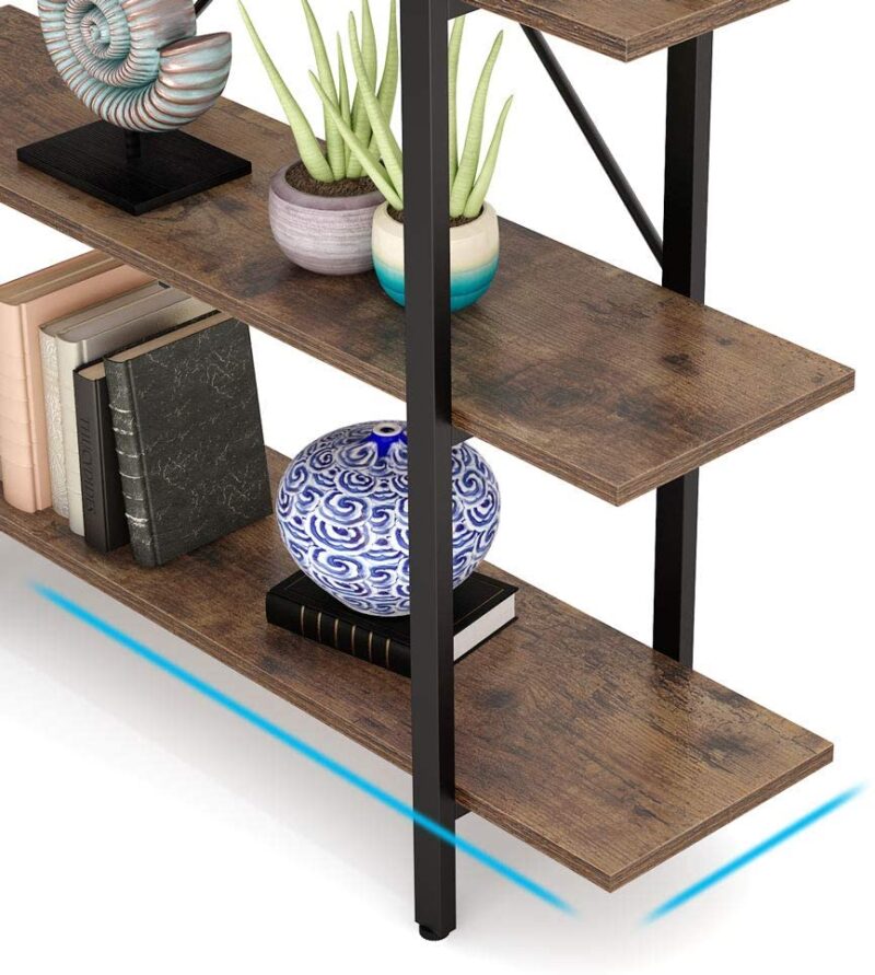 Bookshelf, 5-Tier Industrial Bookcase Display Storage Shelf - Image 6