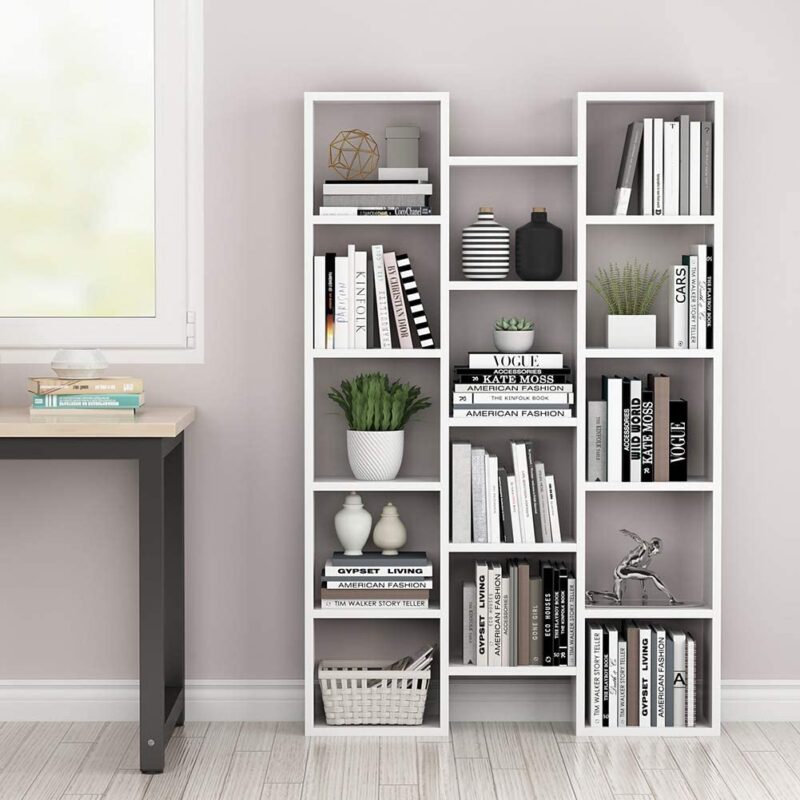 Modern Bookcase, 5-Shelf Storage Organizer with 14-Cube Display Bookshelf - Image 8