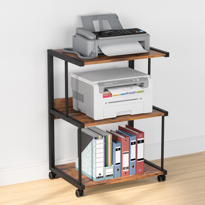 Printer Stand, Rolling Printer Table with 3 Storage Shelves - Image 2