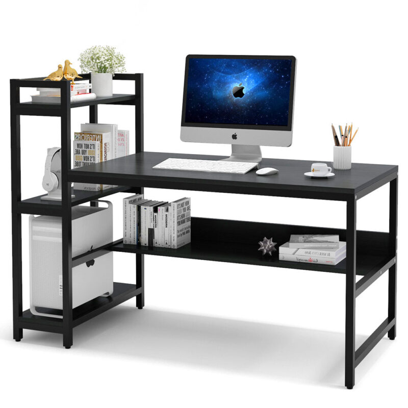 Computer Desk, 60 inch Study Desk with Reversible Storage Shelves