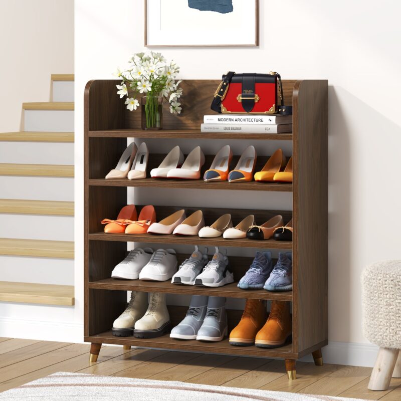 Shoe Rack, 5 Tier Freestanding Shoe Stand Storage Shelf - Image 2