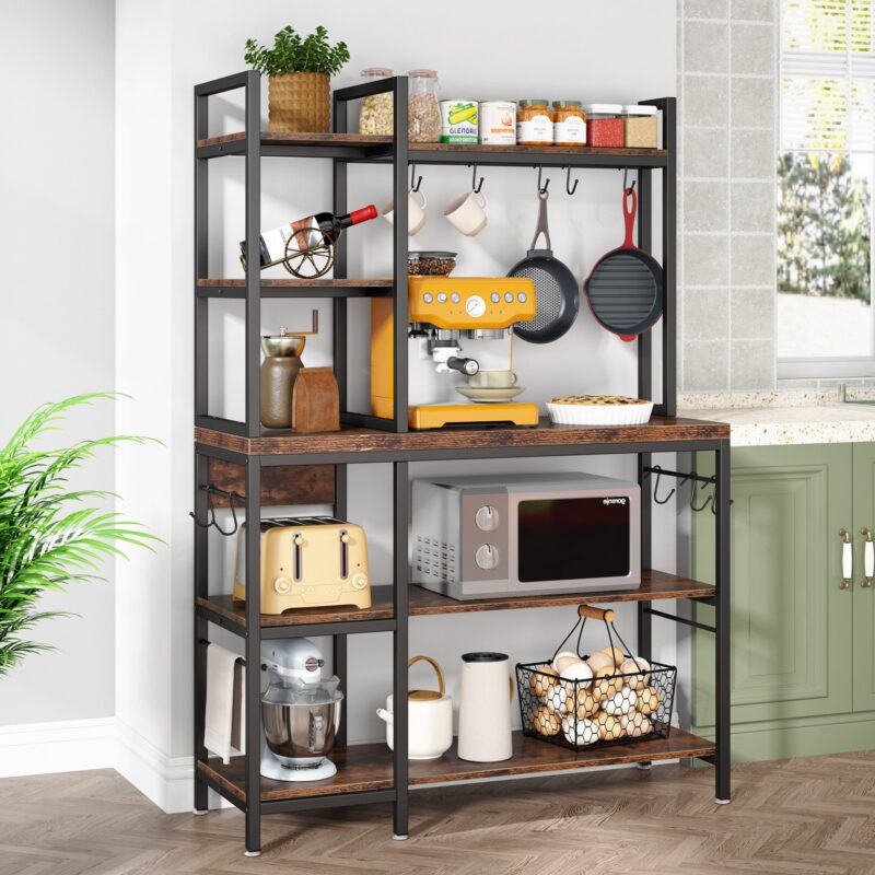 Kitchen Baker's Rack, 5-Tier Utility Storage Shelf with Hutch - Image 6