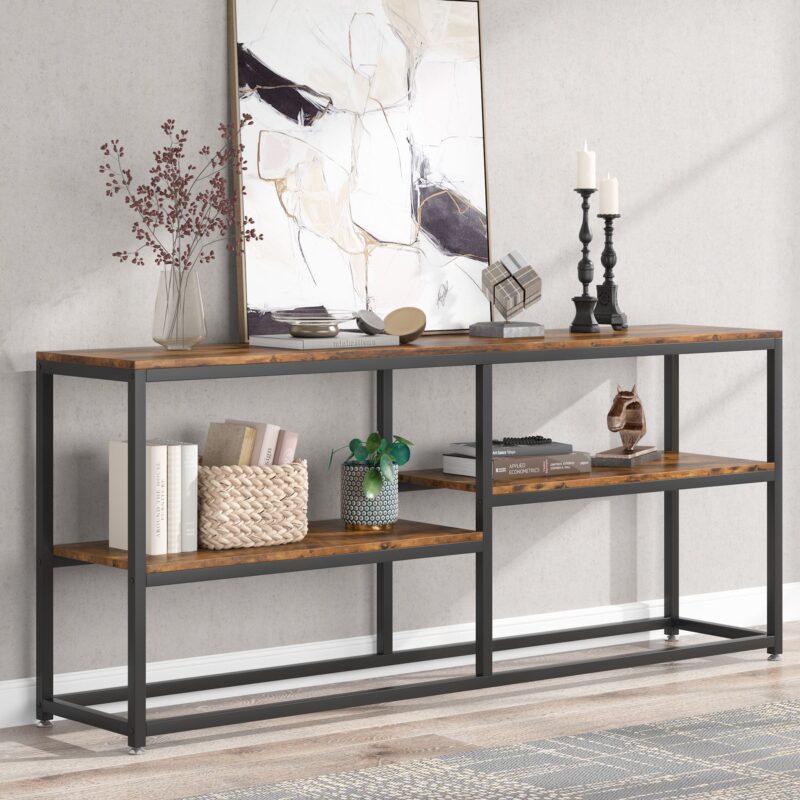 Console Table, 70.9 inch Extra Long Sofa Table with Storage Shelves - Image 2