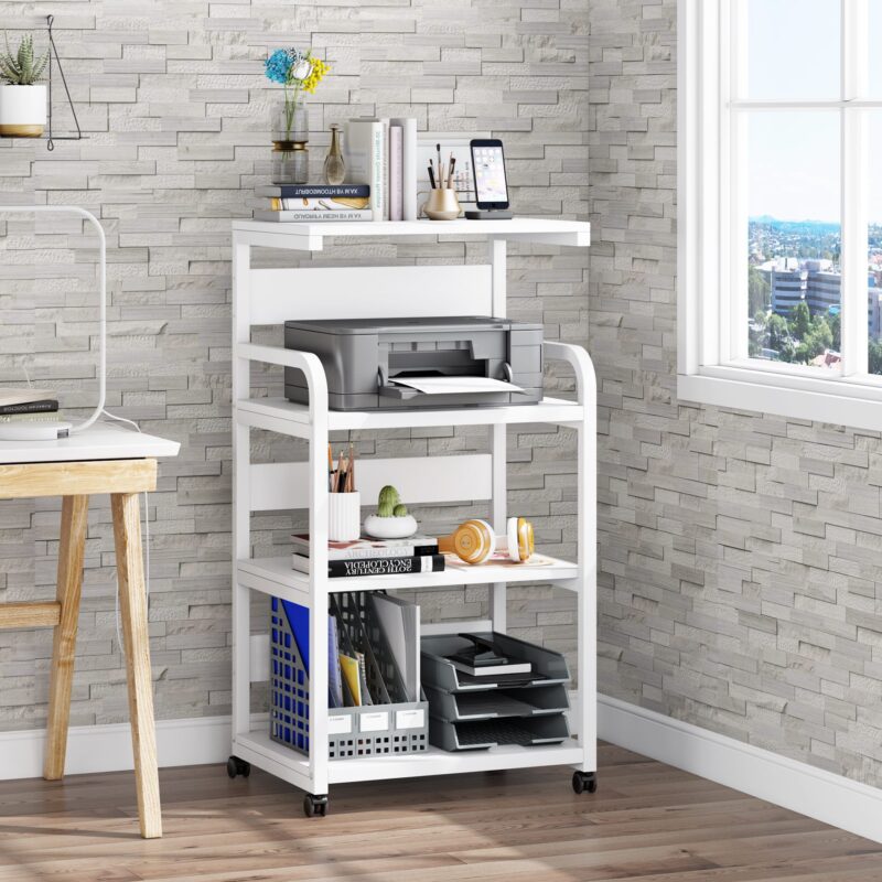 Printer Stand, Rolling Printer Table Stand Storage Rack - Image 9