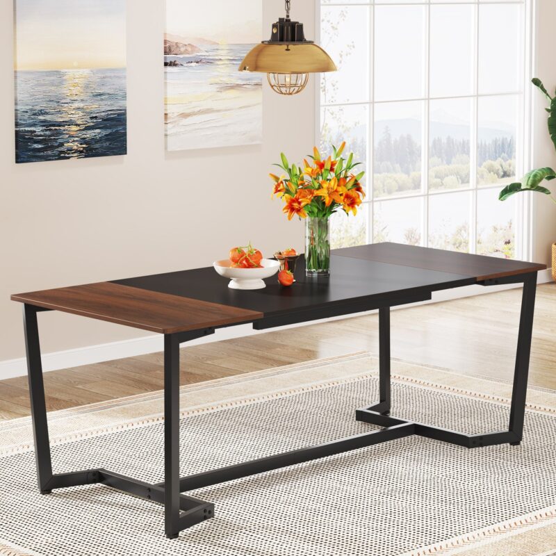 Dining Table, 71" Rectangular Kitchen Table Dining Room Table for 6 People - Image 2