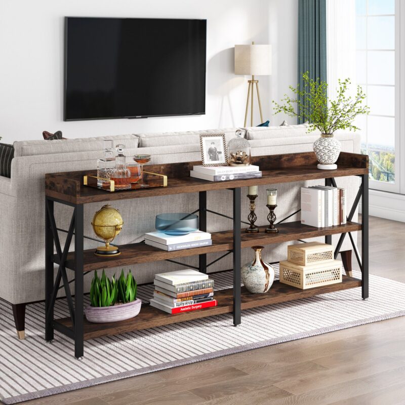 Console Table, 3 Tier Sofa Table Behind Couch with Storage Shelves - Image 5